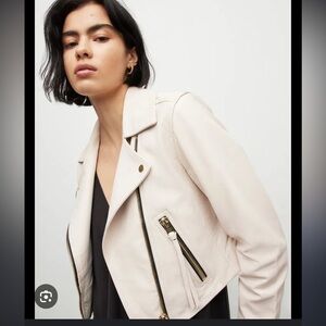 All Saints Elora Leather Jacket in Cream